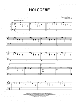 page one of Holocene (Piano Solo)