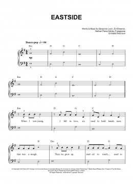 page one of Eastside (Easy Piano)