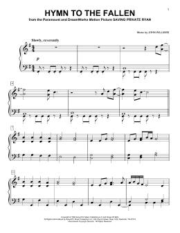 page one of Hymn To The Fallen (from Saving Private Ryan) (Easy Piano)