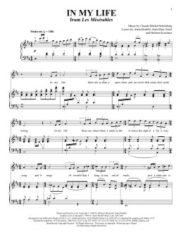 page one of In My Life (from Les Miserables) (Piano & Vocal)