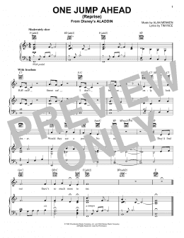 page one of One Jump Ahead (Reprise) (from Disney's Aladdin) (Piano, Vocal & Guitar Chords (Right-Hand Melody))