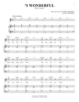 page one of 'S Wonderful [Men's version] (Piano & Vocal)