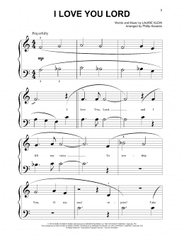 page one of I Love You Lord (arr. Phillip Keveren) (Beginning Piano Solo)