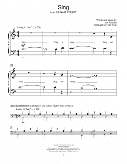 page one of Sing (arr. Fred Kern) (Educational Piano)