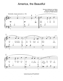 page one of America, The Beautiful (arr. Phillip Keveren) (Educational Piano)