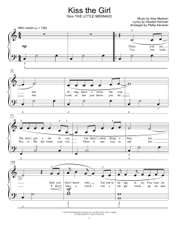 page one of Kiss The Girl (from The Little Mermaid) (arr. Phillip Keveren) (Educational Piano)