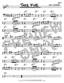 page one of Take Five (Real Book – Melody & Chords – Bass Clef Instruments)