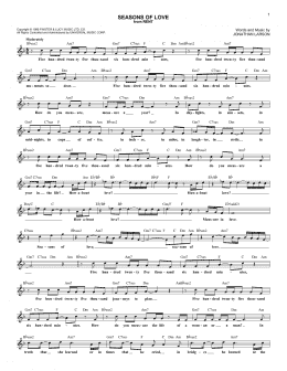 page one of Seasons Of Love (from Rent) (Lead Sheet / Fake Book)