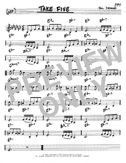 page one of Take Five (Real Book – Melody & Chords – C Instruments)