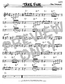 page one of Take Five (Real Book – Melody & Chords – Eb Instruments)