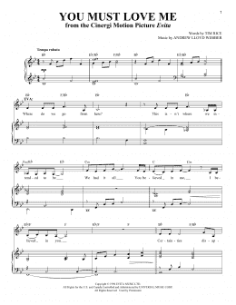 page one of You Must Love Me (from Evita) (Piano & Vocal)