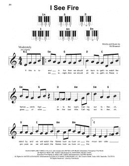 page one of I See Fire (from The Hobbit) (Super Easy Piano)