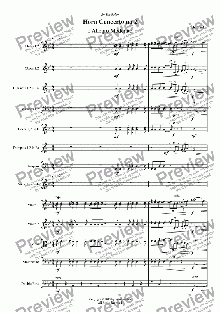 page one of Horn Concerto no 2