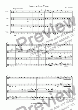 page one of Concerto for 4 Violas