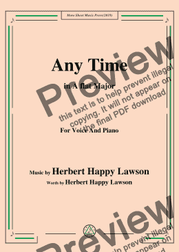 page one of Herbert Happy Lawson-Any Time,in A flat Major,for Voice and Piano