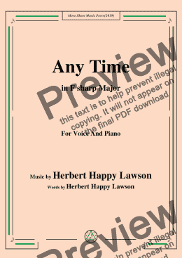 page one of Herbert Happy Lawson-Any Time,in F sharp Major,for Voice and Piano