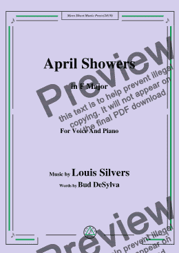 page one of Louis Silvers-April Showers,in F Major,for Voice and Piano