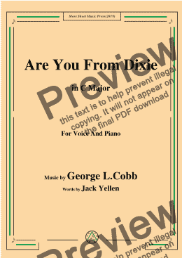 page one of George L. Cobb-Are You From Dixie,in C Major,for Voice and Piano