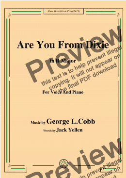 page one of George L. Cobb-Are You From Dixie,in B Major,for Voice and Piano