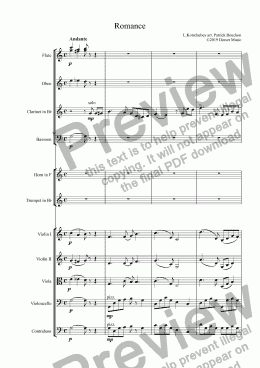 page one of Kotschubey - Romance for Small Orchestra