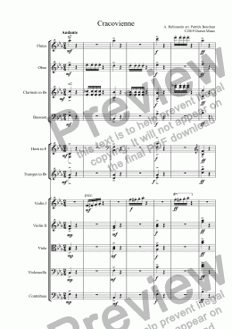 page one of Rubenstein - Cracovienne for Small Orchestra