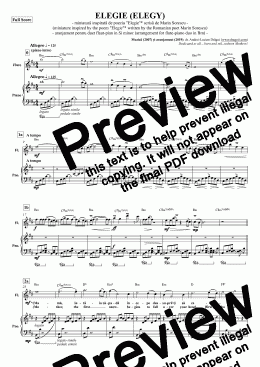 page one of ELEGIE (ELEGY) (miniatura) (miniature) - aranjament pentru duet flaut-pian in Si minor (arrangement for flute-piano duo in Bm)