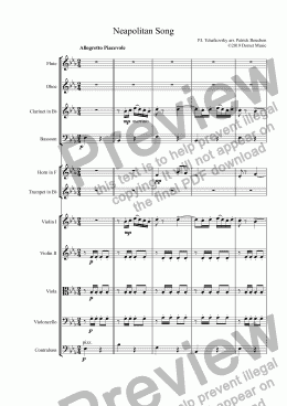 page one of Tchaikovsky - Neapolitan Song for Small Orchestra