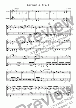 page one of Easy Duet Op. 8 No. 2 - Violin