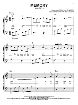 page one of Memory (from Cats) (Big Note Piano)