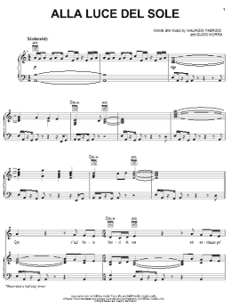 page one of Alla Luce Del Sole (Piano, Vocal & Guitar Chords (Right-Hand Melody))