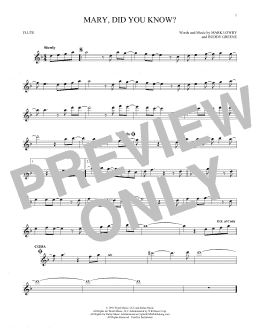 page one of Mary, Did You Know? (Flute Solo)