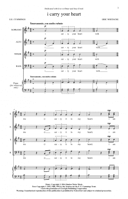 page one of i carry your heart (SATB Choir)