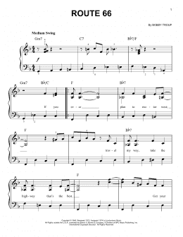 page one of Route 66 (Easy Piano)