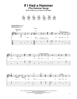page one of If I Had A Hammer (The Hammer Song) (Easy Guitar Tab)