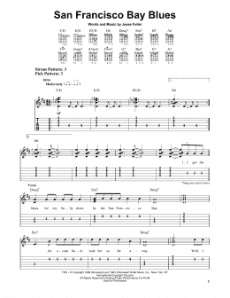 page one of San Francisco Bay Blues (Easy Guitar Tab)