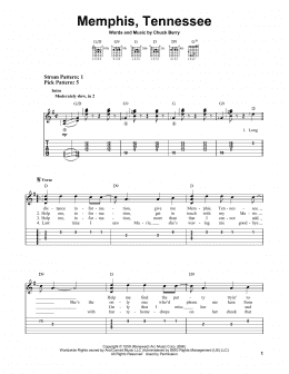 page one of Memphis, Tennessee (Easy Guitar Tab)