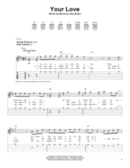 page one of Your Love (Easy Guitar Tab)