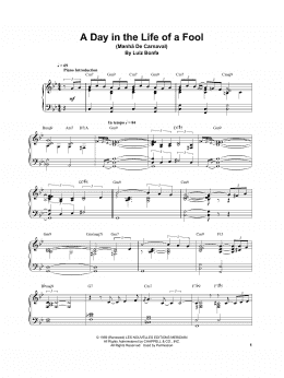 page one of A Day In The Life Of A Fool (Manha De Carnaval) (Piano Transcription)