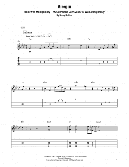 page one of Airegin (Electric Guitar Transcription)