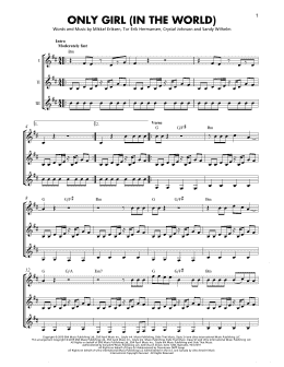 page one of Only Girl (In The World) (Guitar Ensemble)