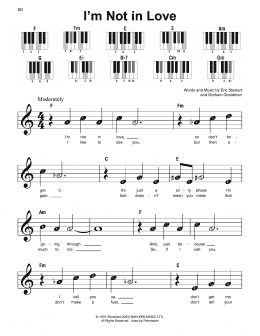 page one of I'm Not In Love (Super Easy Piano)