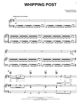 page one of Whipping Post (Piano, Vocal & Guitar Chords (Right-Hand Melody))