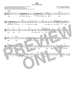 page one of One (from A Chorus Line) (Lead Sheet / Fake Book)
