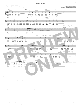 page one of Night Song (from Golden Boy) (abridged) (Lead Sheet / Fake Book)
