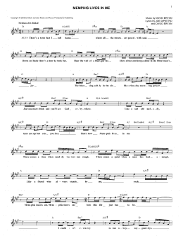 page one of Memphis Lives In Me (Lead Sheet / Fake Book)