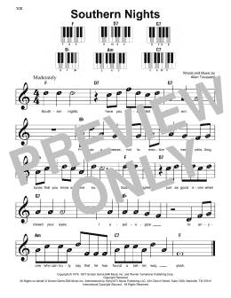 page one of Southern Nights (Super Easy Piano)