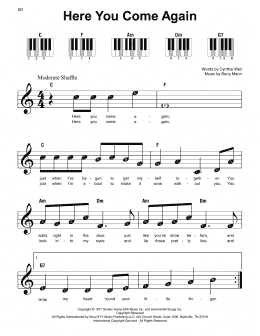 page one of Here You Come Again (Super Easy Piano)