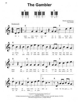 page one of The Gambler (Super Easy Piano)