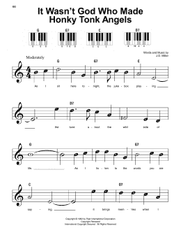 page one of It Wasn't God Who Made Honky Tonk Angels (Super Easy Piano)
