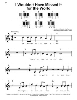 page one of I Wouldn't Have Missed It For The World (Super Easy Piano)